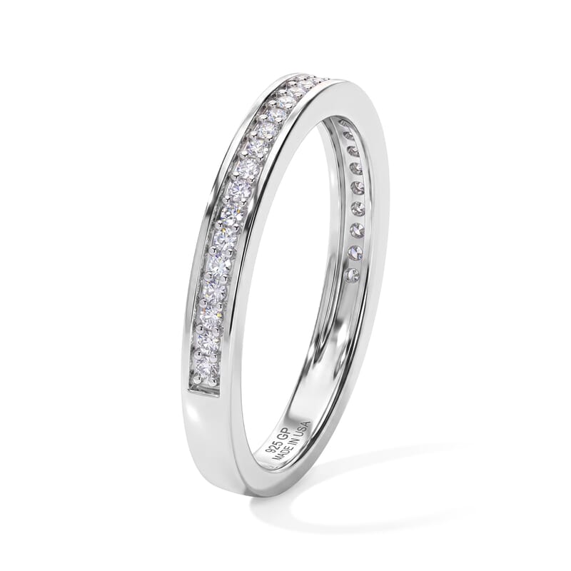 GP Trionfo Collection Diamond 0.25 ctw Set of 3 Stackable Ring in Rhodium Over Sterling Silver (Size 5.0)