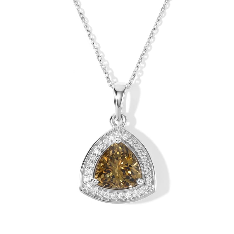 Luxoro Premium Golden Tanzanite and Diamond I2 1.30 ctw Pendant Necklace in 10K White Gold 20 Inches