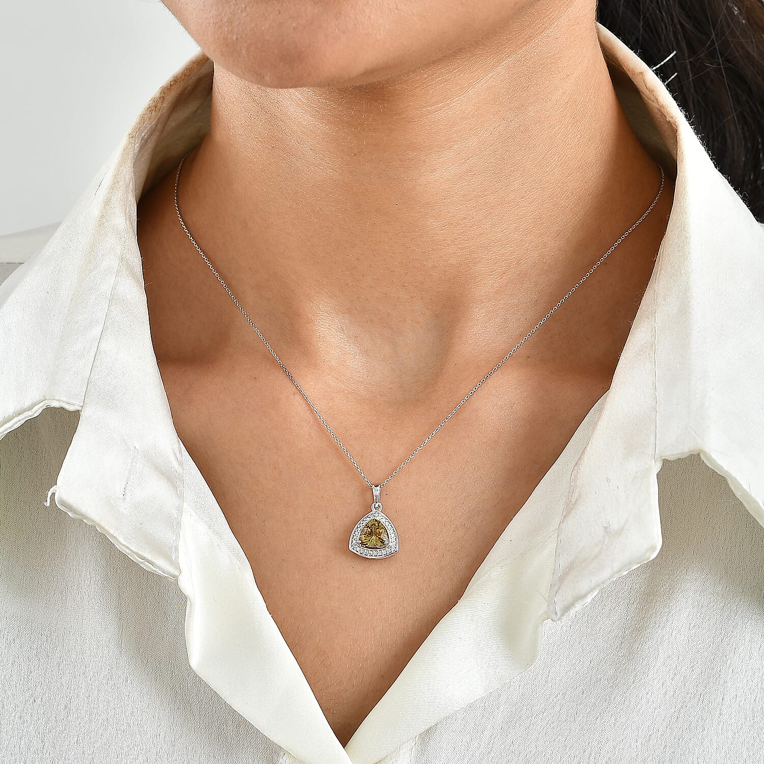 Luxoro Premium Golden Tanzanite and Diamond I2 1.30 ctw Pendant Necklace in 10K White Gold 20 Inches