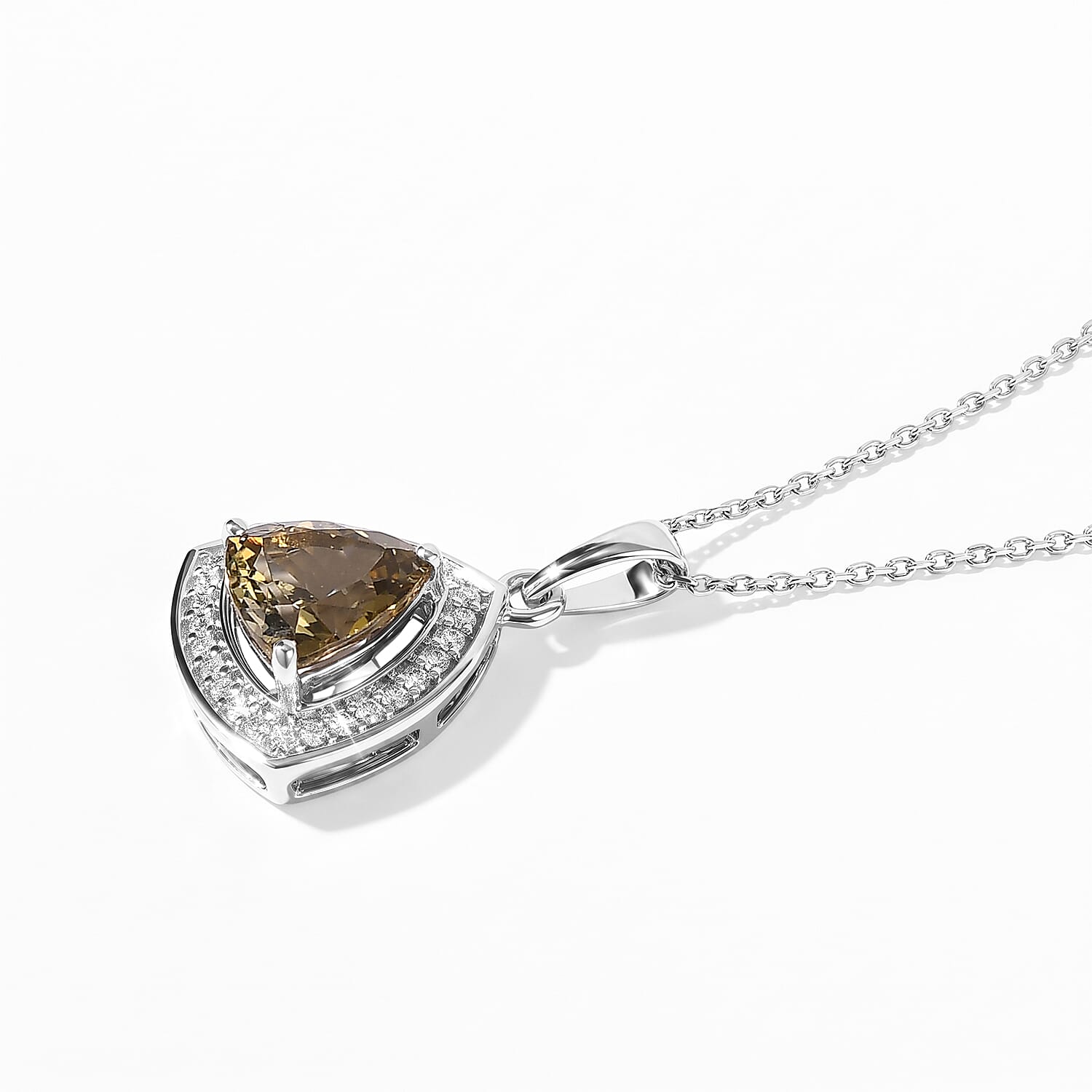 Luxoro Premium Golden Tanzanite and Diamond I2 1.30 ctw Pendant Necklace in 10K White Gold 20 Inches