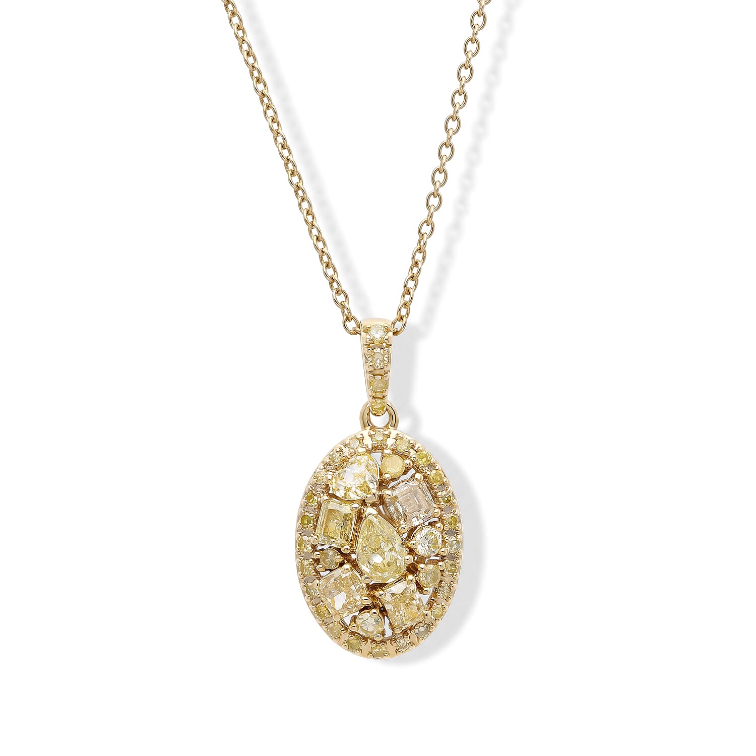 SGL Certified Luxoro Natural Yellow Diamond (I1-I2) 1.00 ctw Pendant Necklace in 10K Yellow Gold (18 Inches)