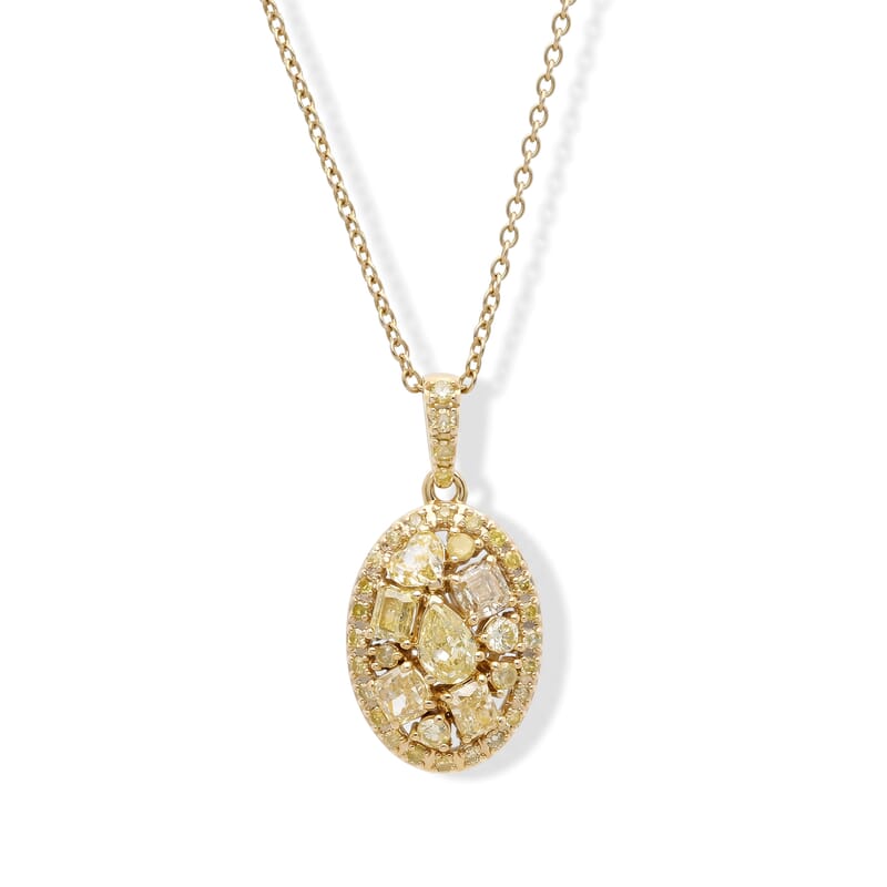 Doorbuster SGL Certified Luxoro Natural Yellow Diamond (I1-I2) 1.00 ctw Garden of Golden Brilliance Pendant Necklace in 10K Yellow Gold (20 Inches)
