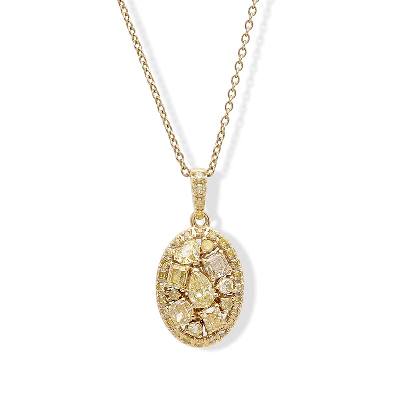 SGL Certified Luxoro Natural Yellow Diamond (I1-I2) 1.00 ctw Pendant Necklace in 10K Yellow Gold (18 Inches)