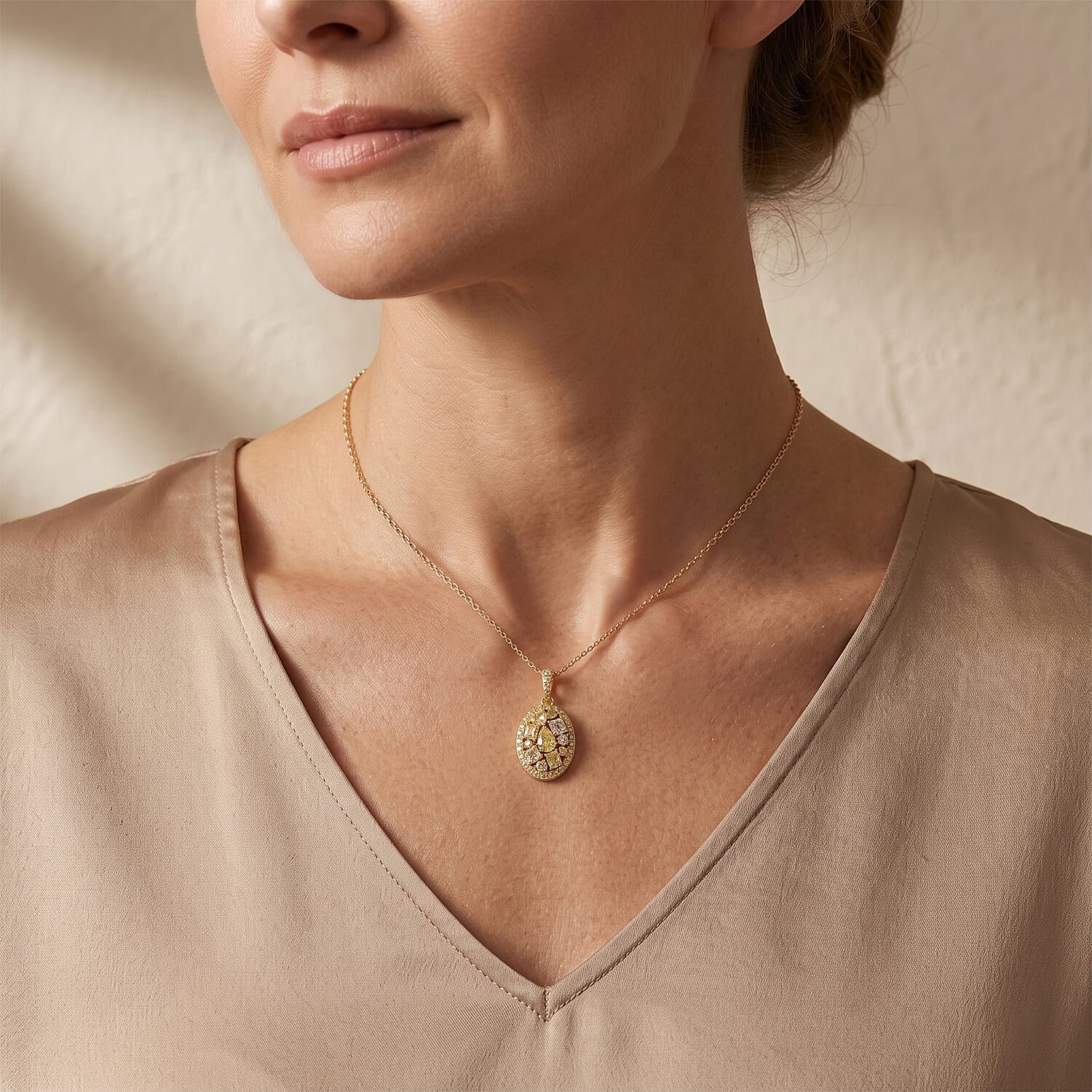 SGL Certified Luxoro Natural Yellow Diamond (I1-I2) 1.00 ctw Pendant Necklace in 10K Yellow Gold (18 Inches)