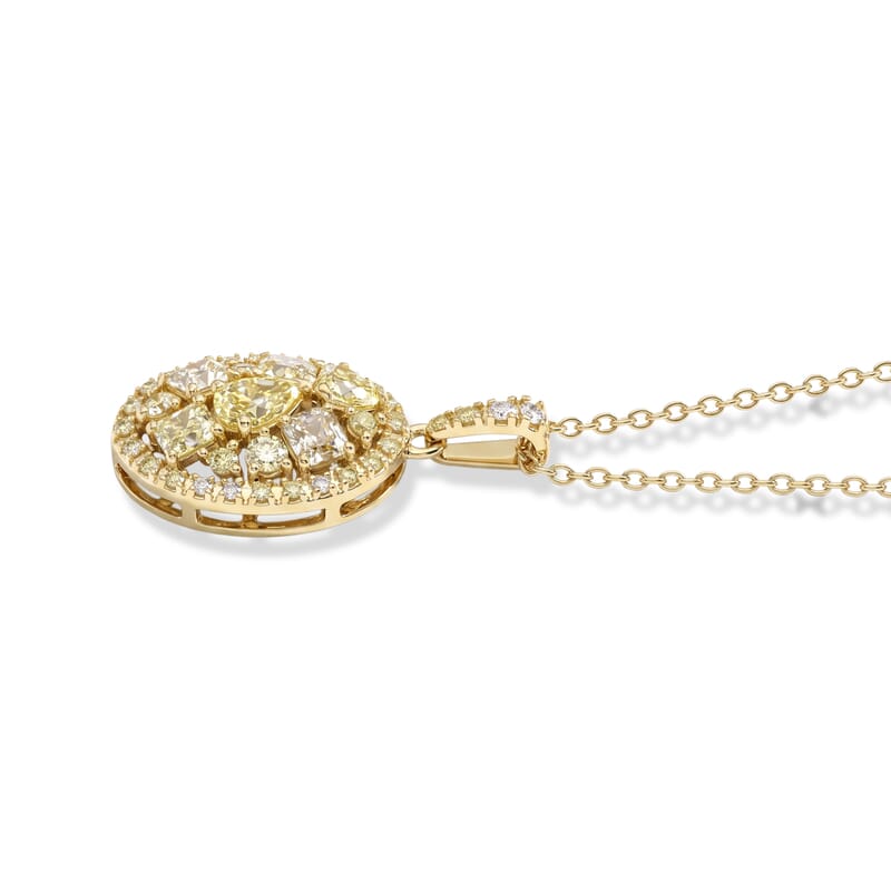 Doorbuster SGL Certified Luxoro Natural Yellow Diamond (I1-I2) 1.00 ctw Garden of Golden Brilliance Pendant Necklace in 10K Yellow Gold (20 Inches)