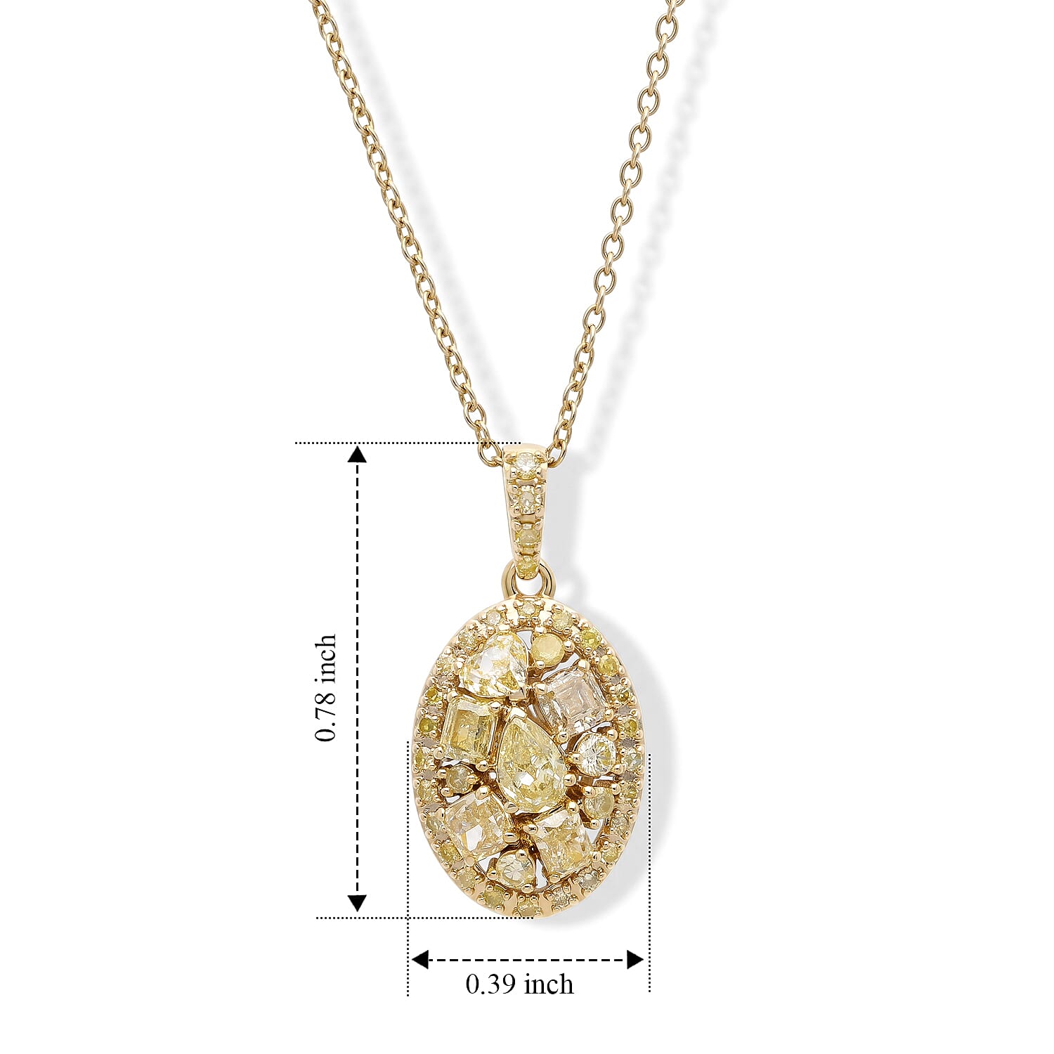 SGL Certified Luxoro Natural Yellow Diamond (I1-I2) 1.00 ctw Pendant Necklace in 10K Yellow Gold (18 Inches)