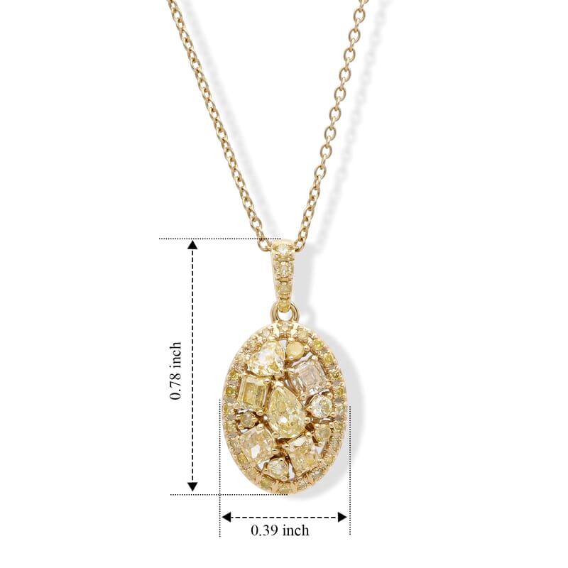 Doorbuster SGL Certified Luxoro Natural Yellow Diamond (I1-I2) 1.00 ctw Garden of Golden Brilliance Pendant Necklace in 10K Yellow Gold (20 Inches)