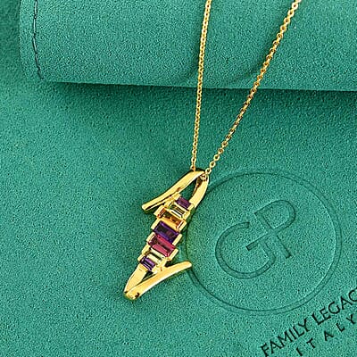 GP Premium Multi Gemstone 1.15 ctw Pendant Necklace in 18K Vermeil Yellow Gold Over Sterling Silver 20 Inches