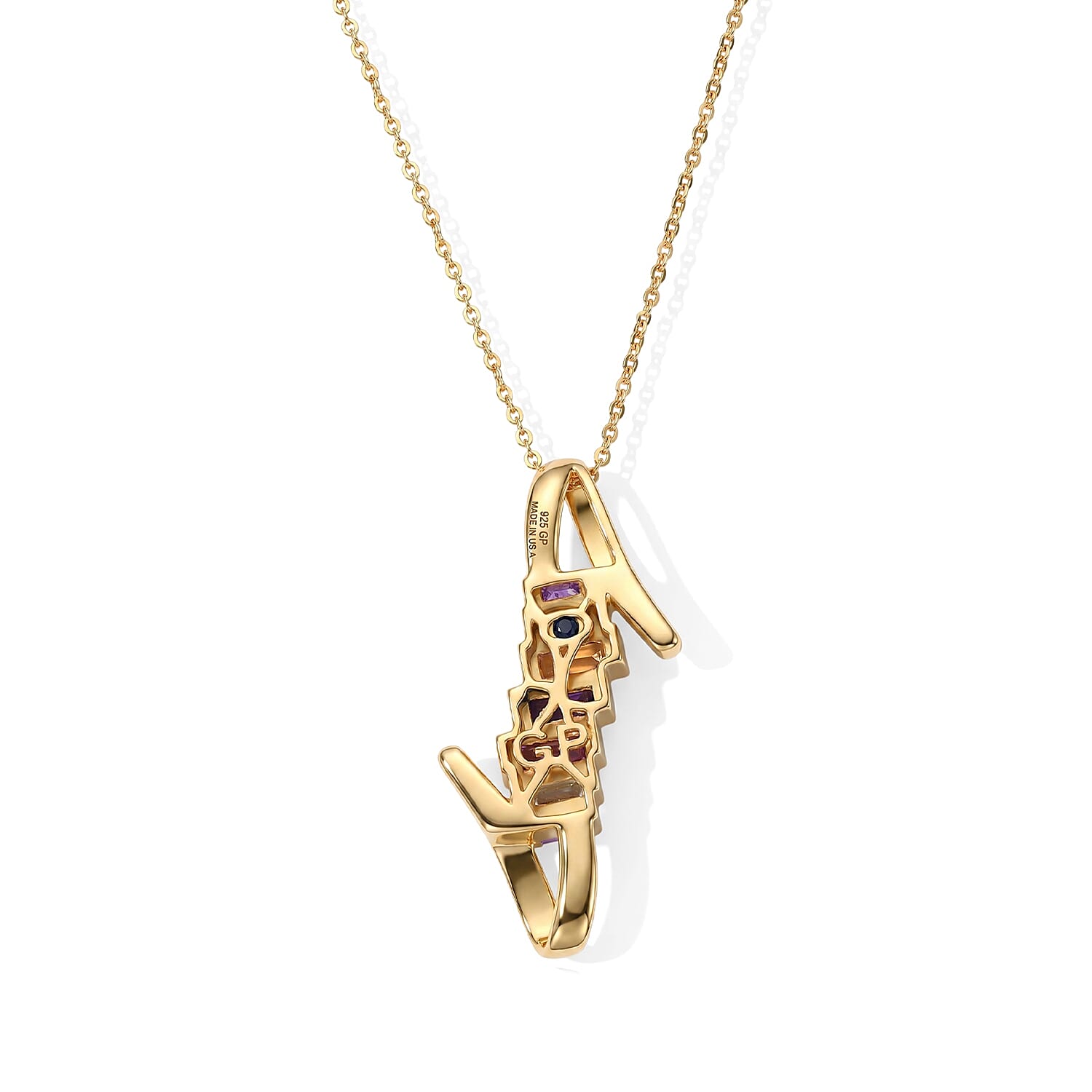 GP Premium Multi Gemstone 1.15 ctw Pendant Necklace in 18K Vermeil Yellow Gold Over Sterling Silver 20 Inches