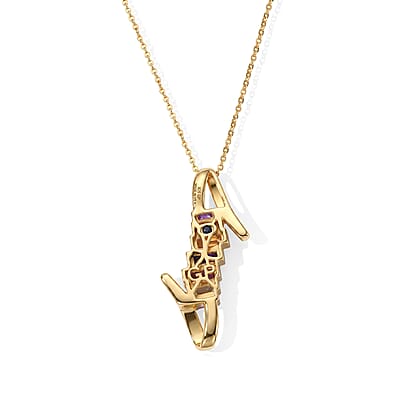 GP Premium Multi Gemstone 1.15 ctw Pendant Necklace in 18K Vermeil Yellow Gold Over Sterling Silver 20 Inches