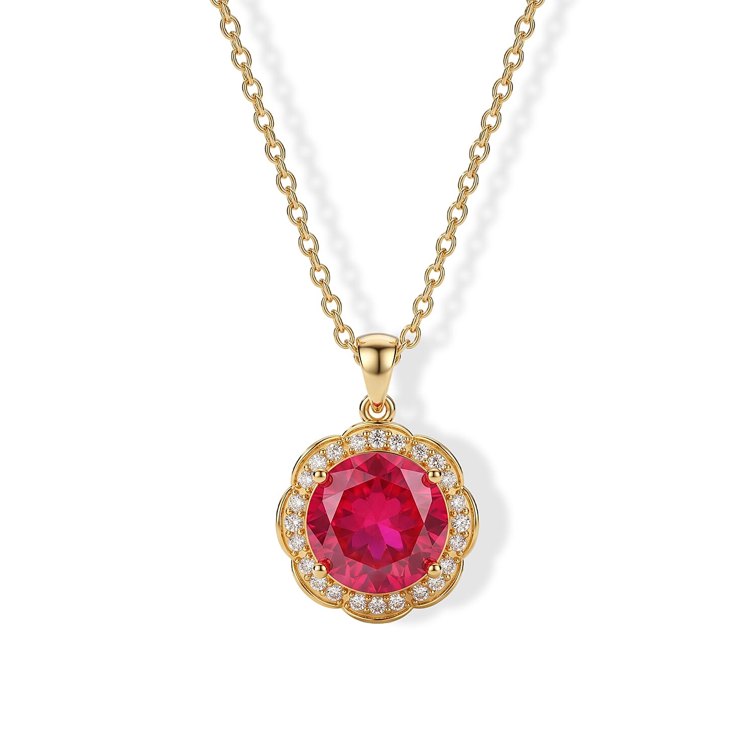 EverTrue Volcanic Triplet Quartz and White Zircon 7.35 ctw Pendant in 18K YG Plated with ION Plated YG Stainless Steel Necklace 20 Inches