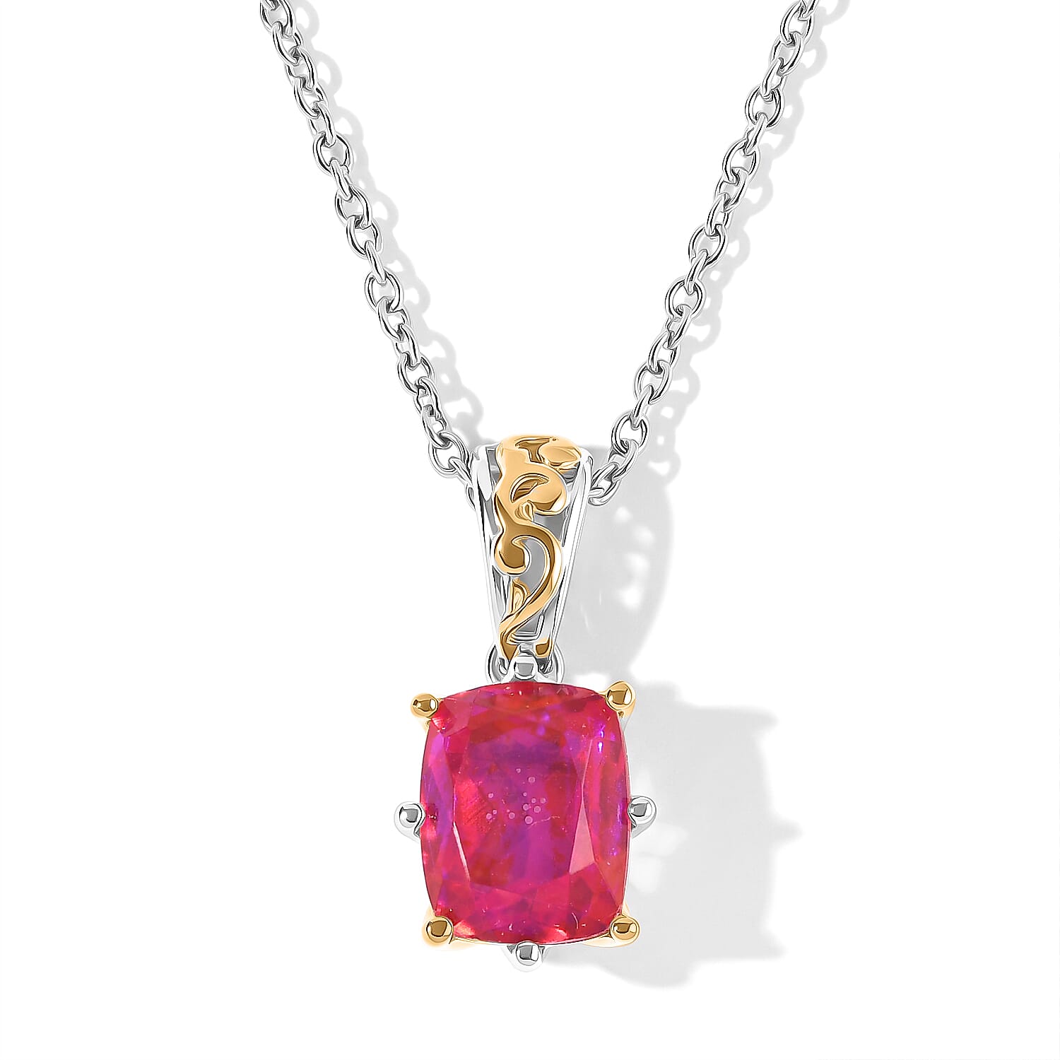 EverTrue Volcanic Triplet Quartz 12.35 ctw Earrings, Ring (Size 7.0), Pendant in 18K YG Plated and Platinum Bond with Stainless Steel Necklace 20 Inches