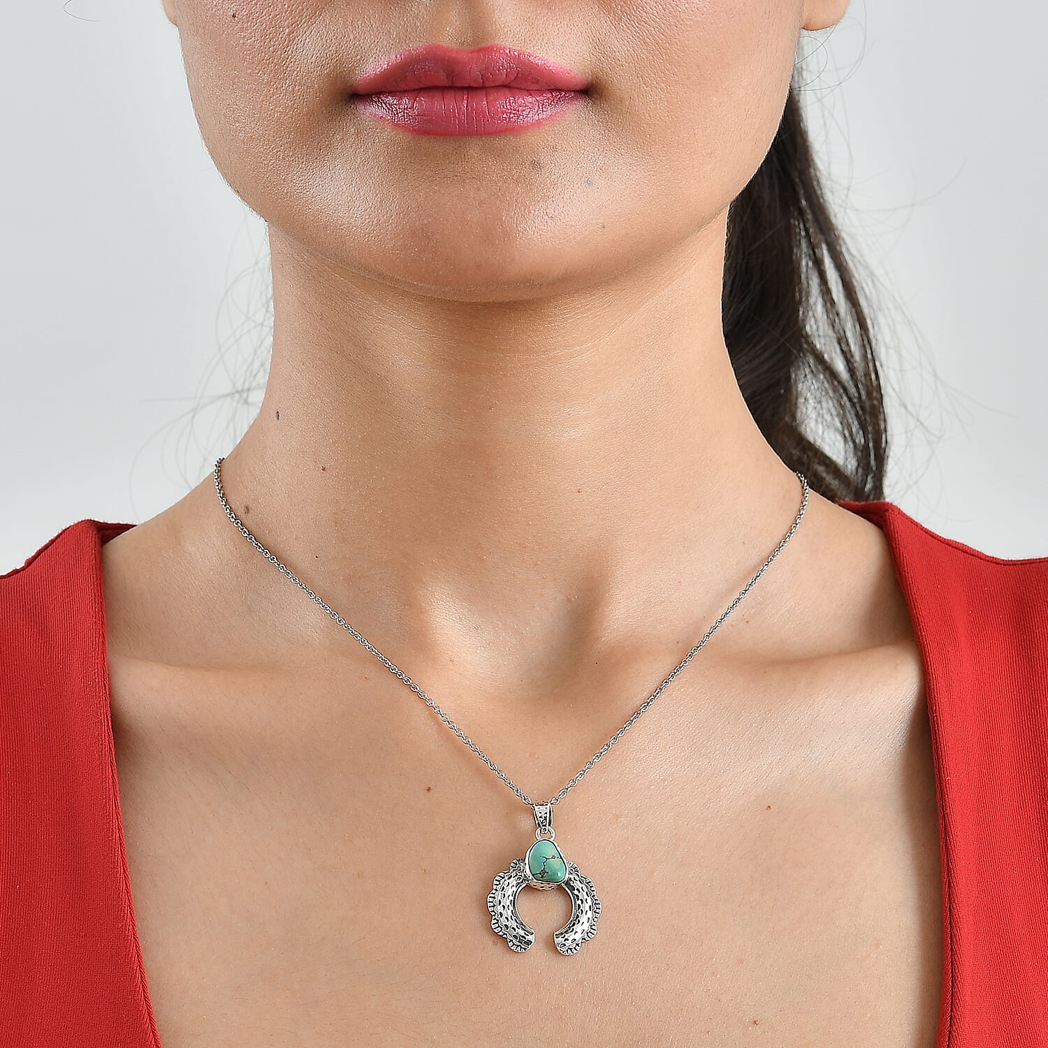D'Joy Royal Hubei Blue Turquoise 5.35 ctw Pendant in Sterling Silver with Stainless Steel Necklace (20 Inches)