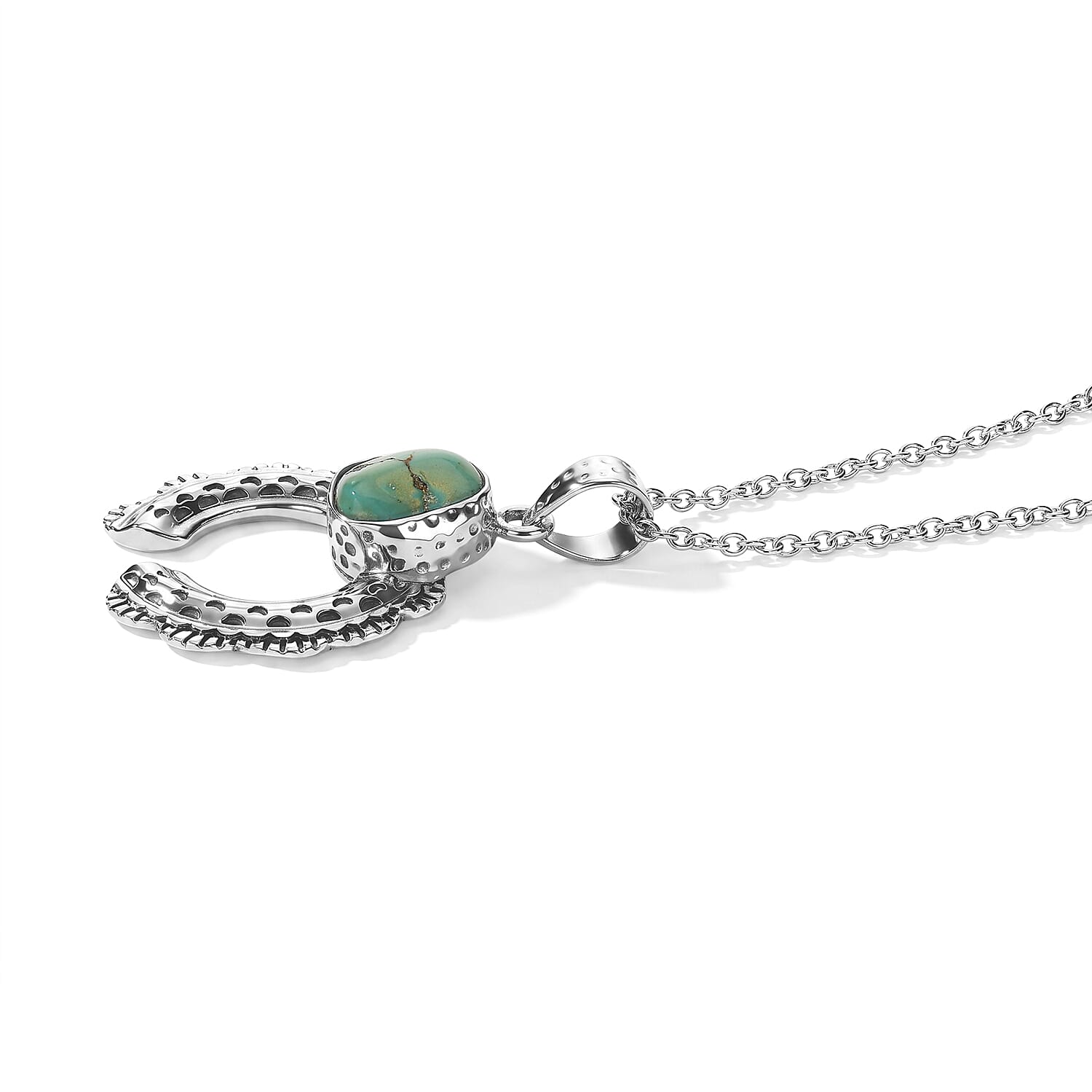 D'Joy Royal Hubei Blue Turquoise 5.35 ctw Pendant in Sterling Silver with Stainless Steel Necklace (20 Inches)