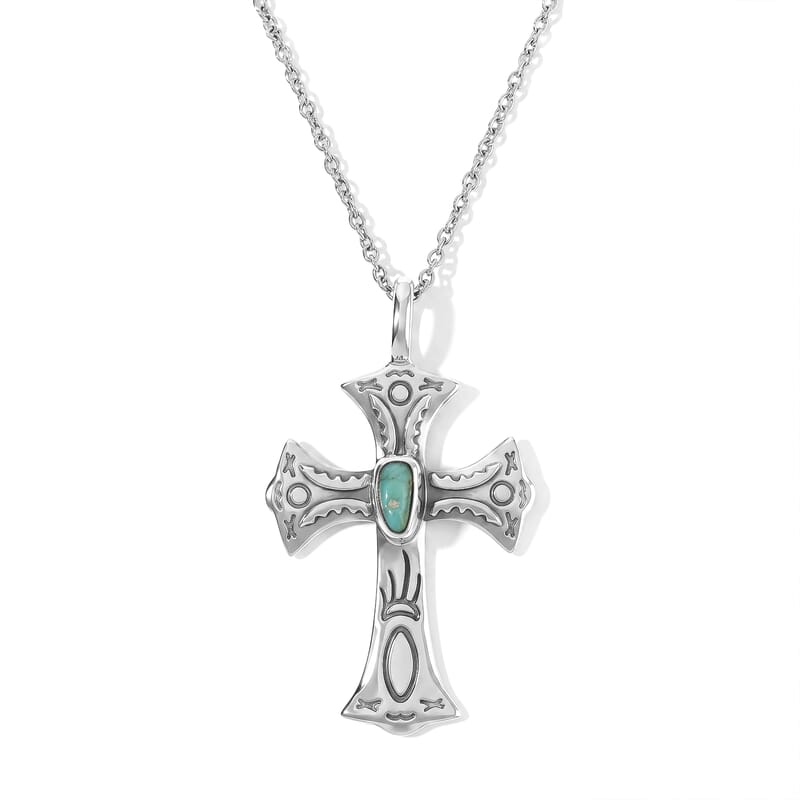 D'Joy Royal Hubei Blue Turquoise 5.35 ctw Pendant in Sterling Silver with Stainless Steel Necklace 20 Inches