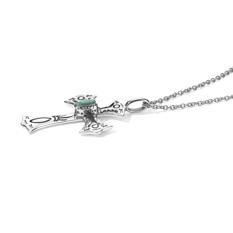 D'Joy Royal Hubei Blue Turquoise 5.35 ctw Pendant in Sterling Silver with Stainless Steel Necklace 20 Inches
