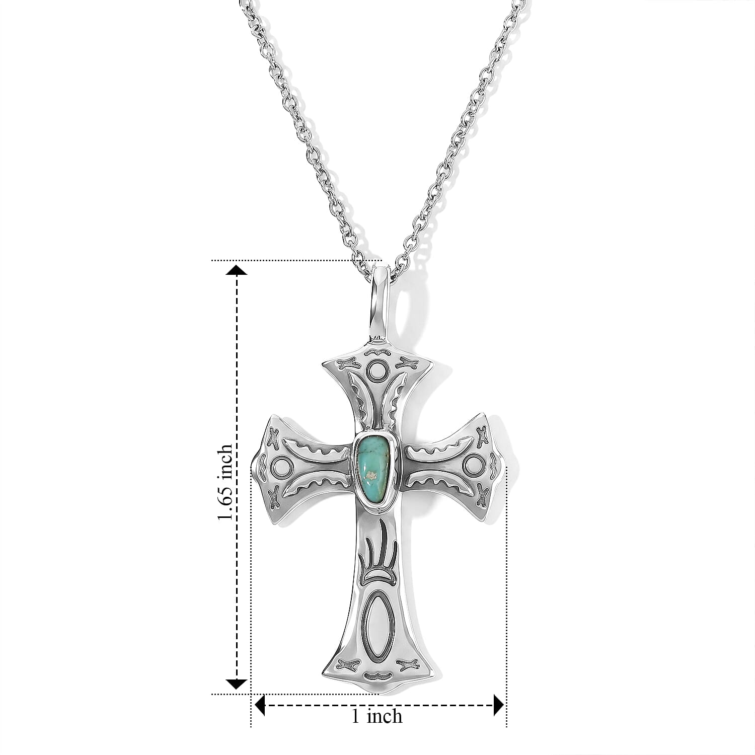D'Joy Royal Hubei Blue Turquoise 5.35 ctw Pendant in Sterling Silver with Stainless Steel Necklace 20 Inches