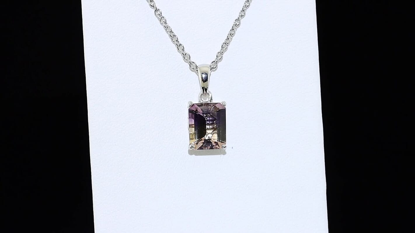 EverTrue Premium Anahi Ametrine 3.40 ctw Pendant in Platinum Bond with Stainless Steel Necklace 20 Inches