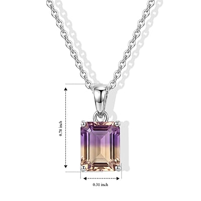 EverTrue Premium Anahi Ametrine 3.40 ctw Pendant in Platinum Bond with Stainless Steel Necklace 20 Inches