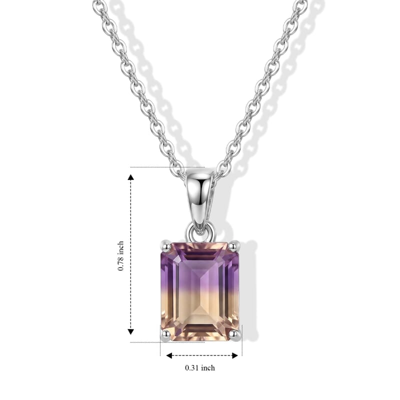 EverTrue Premium Anahi Ametrine 3.40 ctw Pendant in Platinum Bond with Stainless Steel Necklace 20 Inches