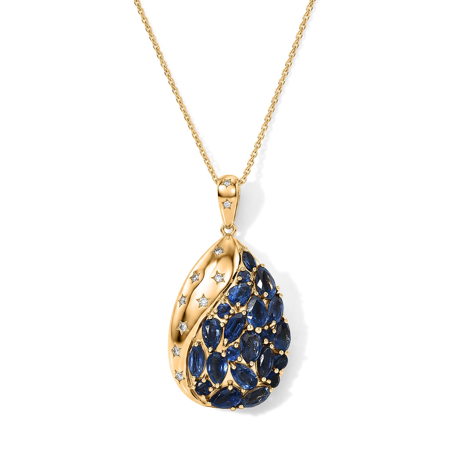 GP Premium Kashmir Kyanite 3.90 ctw Pendant Necklace (20 Inches) in 18K Vermeil Yellow Gold Over Sterling Silver
