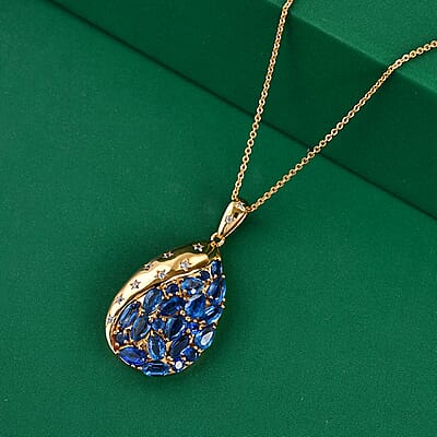 GP Premium Kashmir Kyanite 3.90 ctw Pendant Necklace (20 Inches) in 18K Vermeil Yellow Gold Over Sterling Silver
