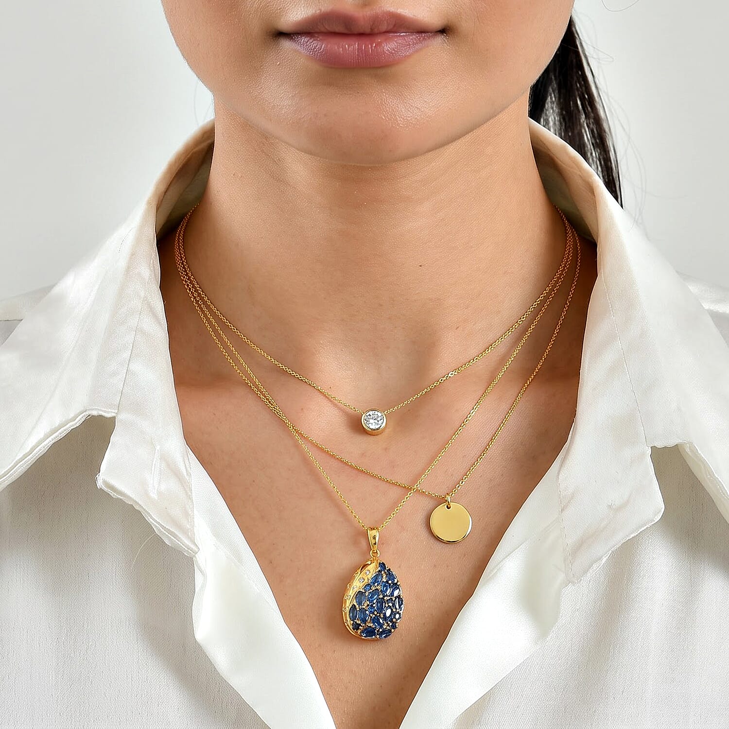 GP Premium Kashmir Kyanite 3.90 ctw Pendant Necklace (20 Inches) in 18K Vermeil Yellow Gold Over Sterling Silver