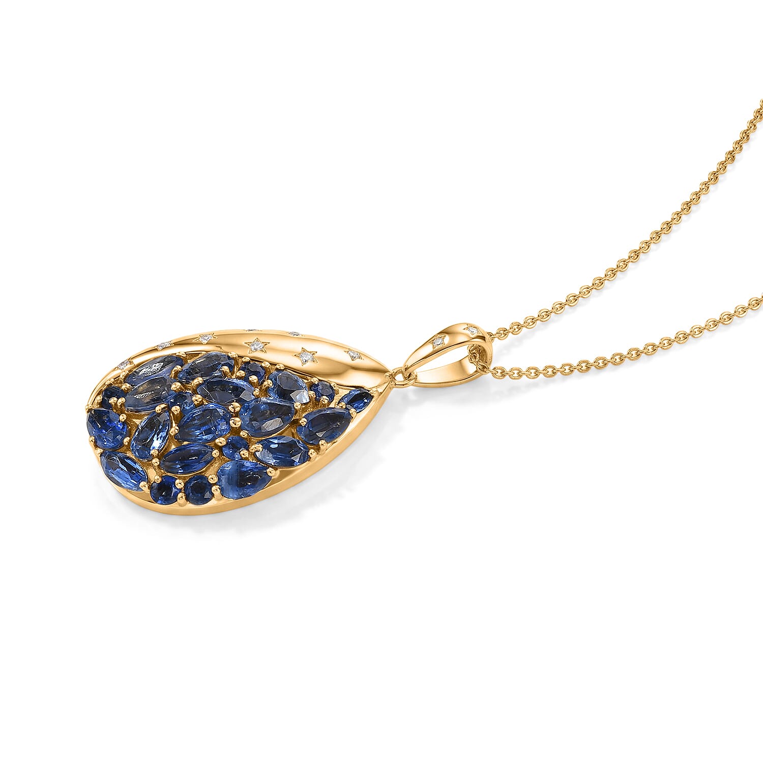 GP Premium Kashmir Kyanite 3.90 ctw Pendant Necklace (20 Inches) in 18K Vermeil Yellow Gold Over Sterling Silver
