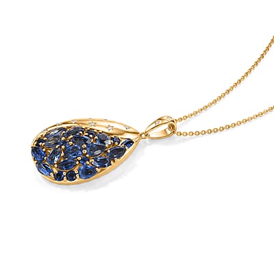 GP Premium Kashmir Kyanite 3.90 ctw Pendant Necklace (20 Inches) in 18K Vermeil Yellow Gold Over Sterling Silver