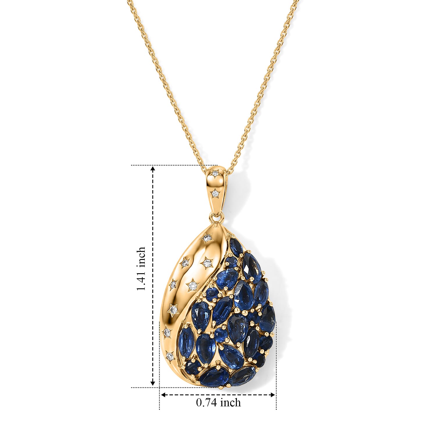 GP Premium Kashmir Kyanite 3.90 ctw Pendant Necklace (20 Inches) in 18K Vermeil Yellow Gold Over Sterling Silver