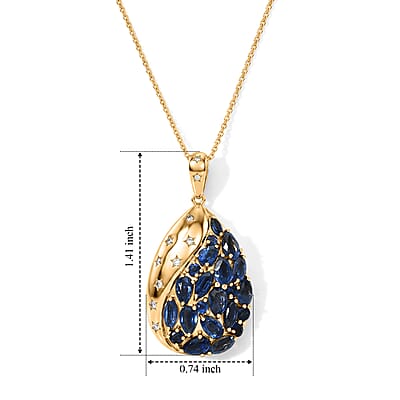 GP Premium Kashmir Kyanite 3.90 ctw Pendant Necklace (20 Inches) in 18K Vermeil Yellow Gold Over Sterling Silver