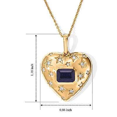 D'Joy Masoala Sapphire(D) and Moissanite 2.65 ctw Pendant Necklace (20 Inches) in 18K Vermeil YG Over Sterling Silver