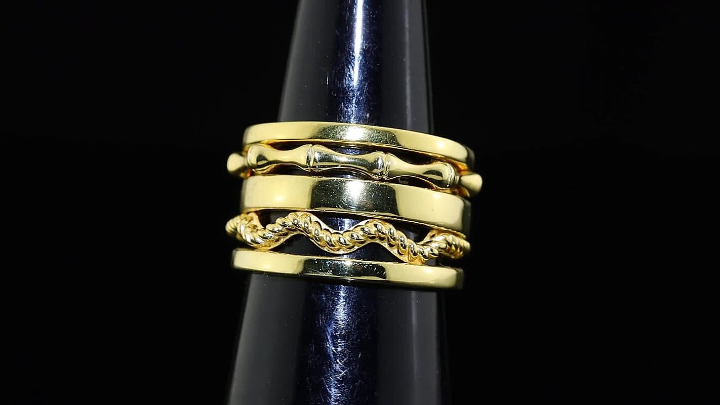 EverTrue 18K Yellow Gold Plated Set of 5 Ring (Size 7)