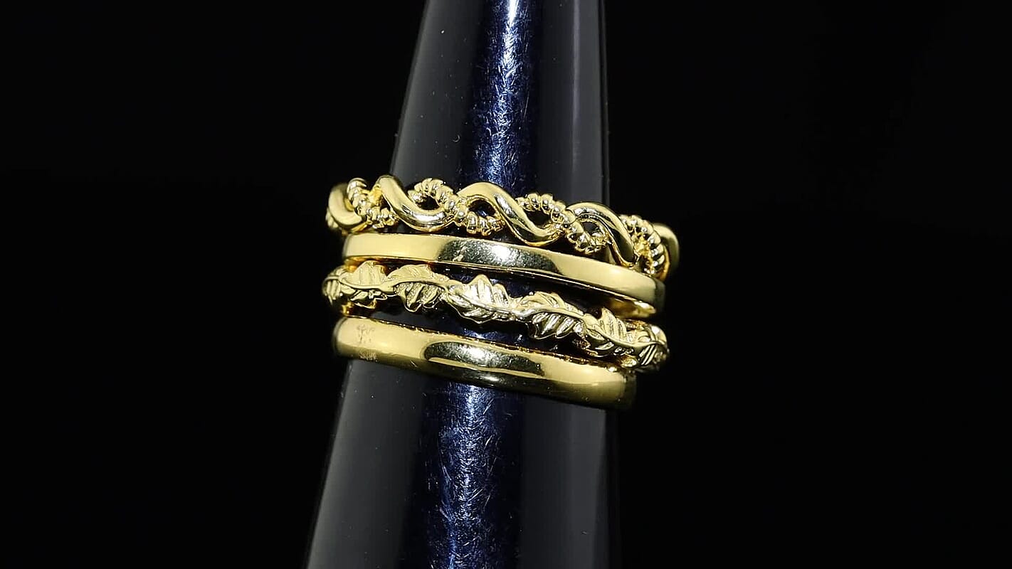 EverTrue 18K YG Plated Set of 4 Ring (Size 7)