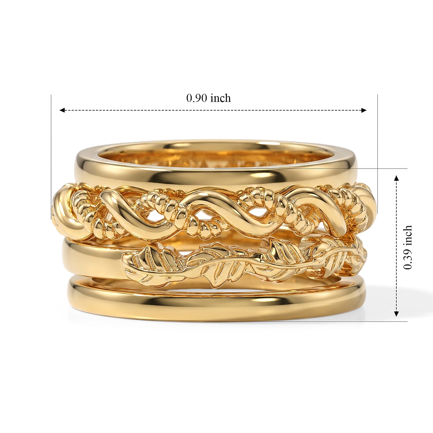 EverTrue Set of 4 Golden Stacking Band Ring in 18K YG Plated (Size 5.0)