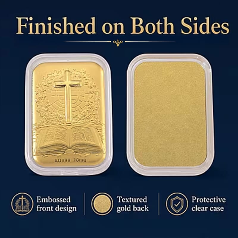 Set of 3 24K Gold Blessing - Seven Horses, Bible Cross and Butterfly Family with Rose Embossed Sheet (31x45.5mm) 30mg