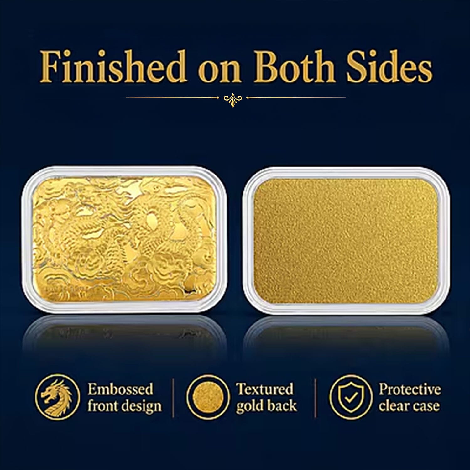 Set of 3 24K Gold Dragon, Blessed Mother and Eagle Crest Embossed Sheet 30mg