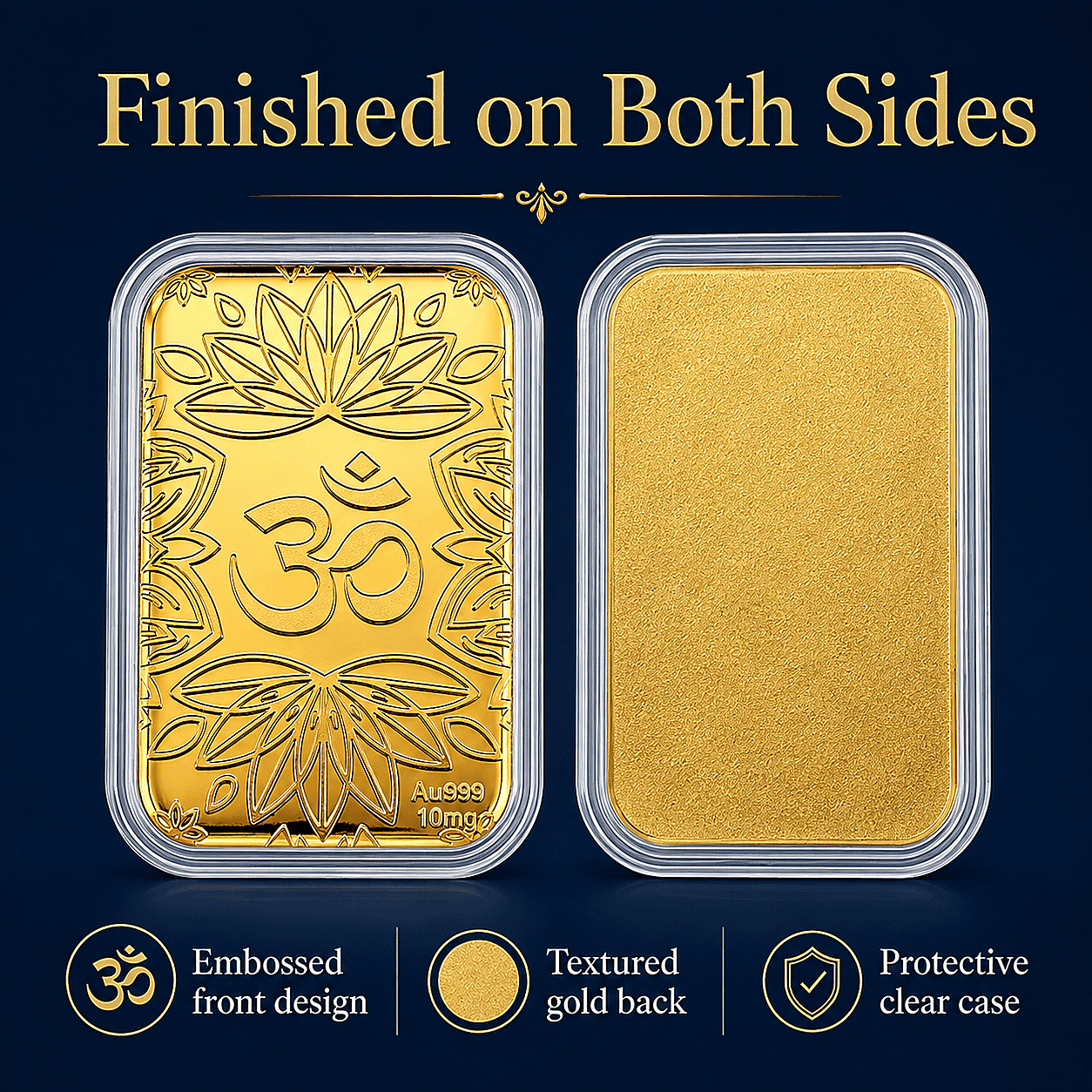 Set of 3 24K Gold Bison Tribute, Chakras Om Luminous Lotus and Legendary Dragon Embossed Sheet (31x45.5mm) 30mg
