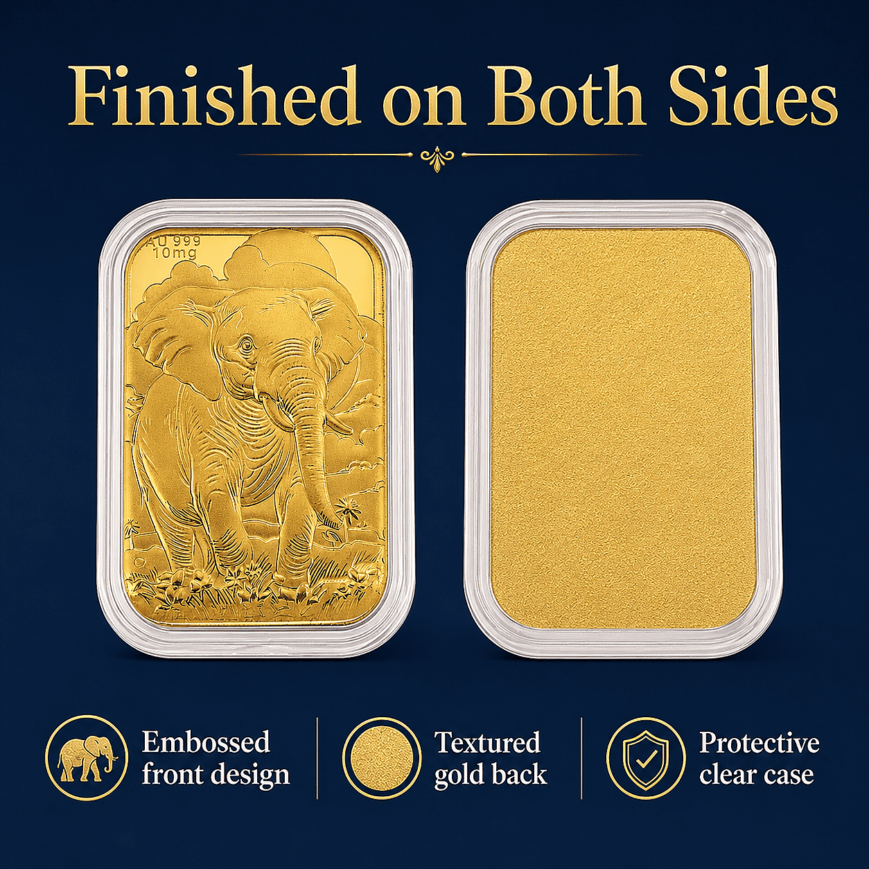 Se of 3 24K Gold Royal Elephant – Strength & Wisdom, Birth of Jesus Christan and Lotus Mandala Art Embossed Sheet (31x45.5mm) 30mg