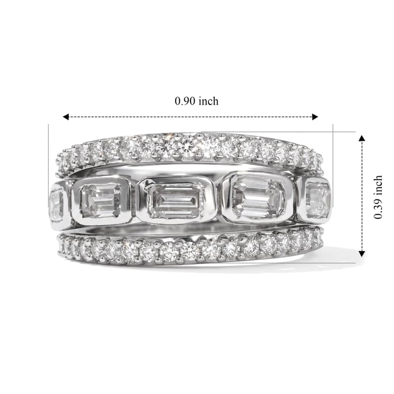 D'Joy Moissanite 2.00 ctw Set of 3 Stackable Ring in Rhodium Over Sterling Silver (Size 6)