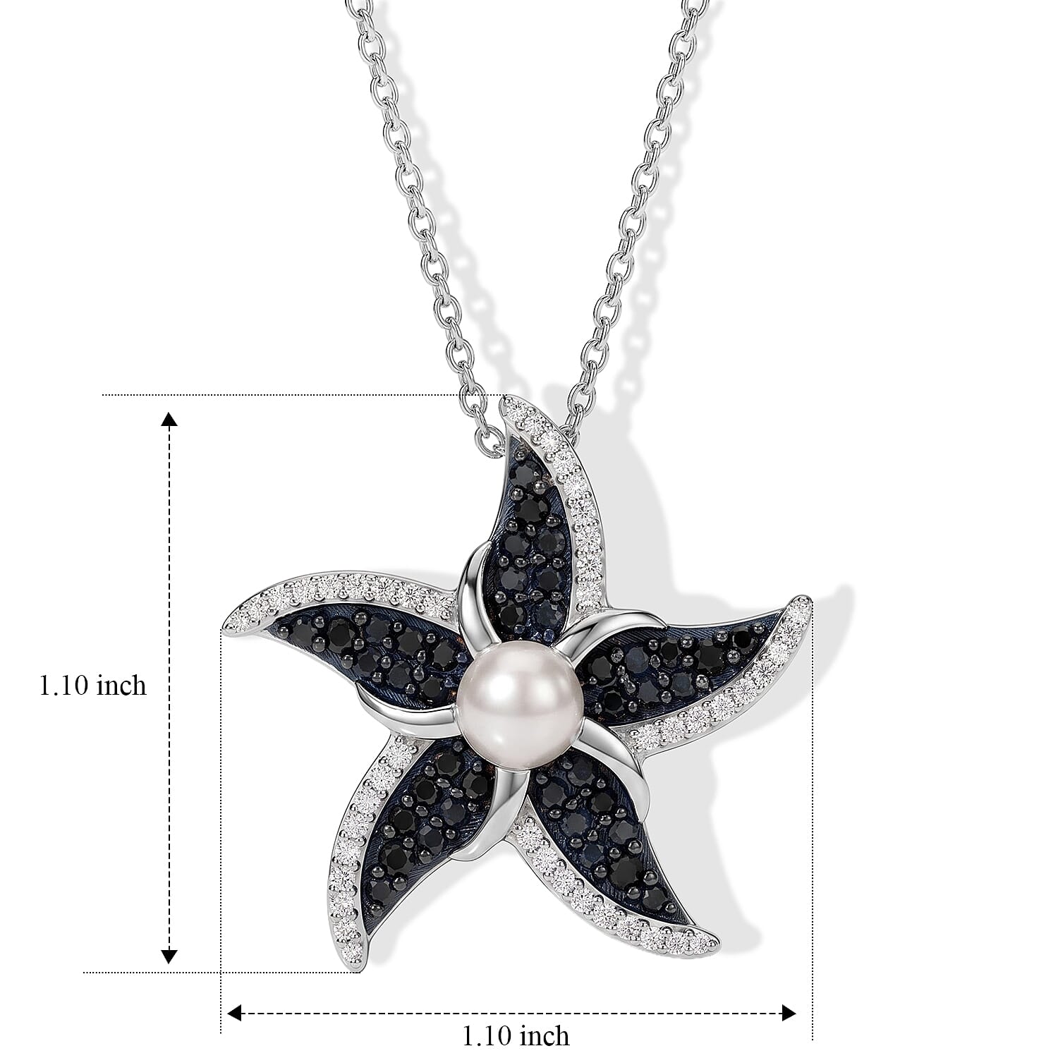 D'Joy Freshwater Pearl and Multi Gemstone 1.20 ctw Pendant Necklace (20 Inches) in Rhodium Over Sterling Silver