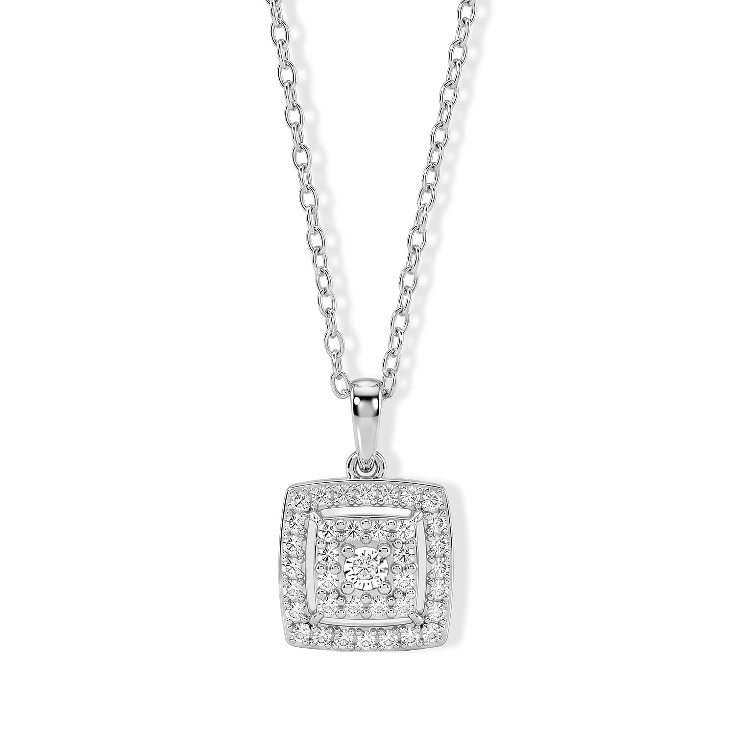 Diamond 0.40 ctw Earrings and Pendant Necklace (18 Inches) in Sterling Silver