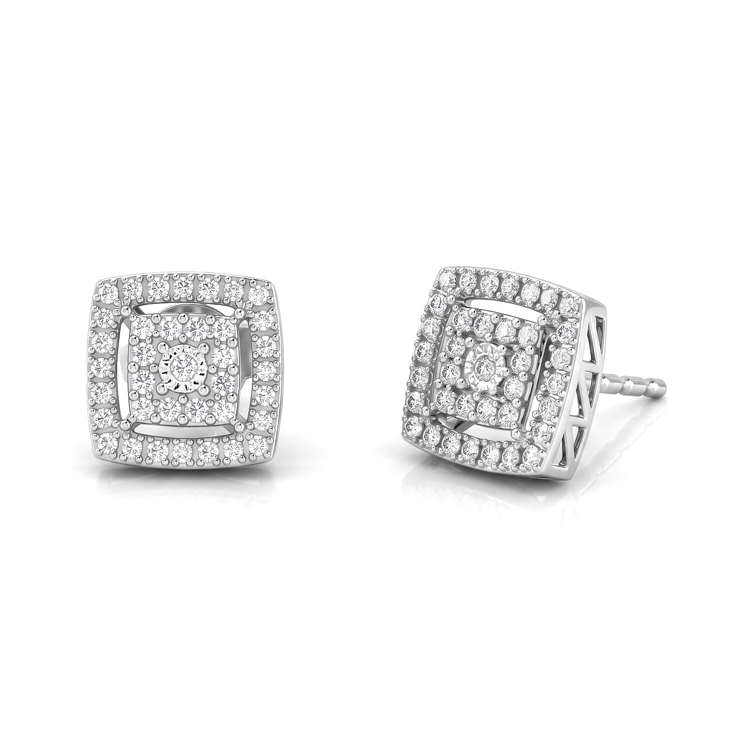 Diamond 0.40 ctw Earrings and Pendant Necklace (18 Inches) in Sterling Silver