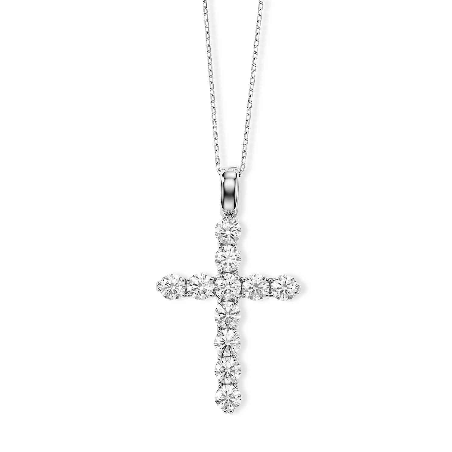 Moissanite 5.00 ctw Pendant Necklace (18 Inches) in Sterling Silver