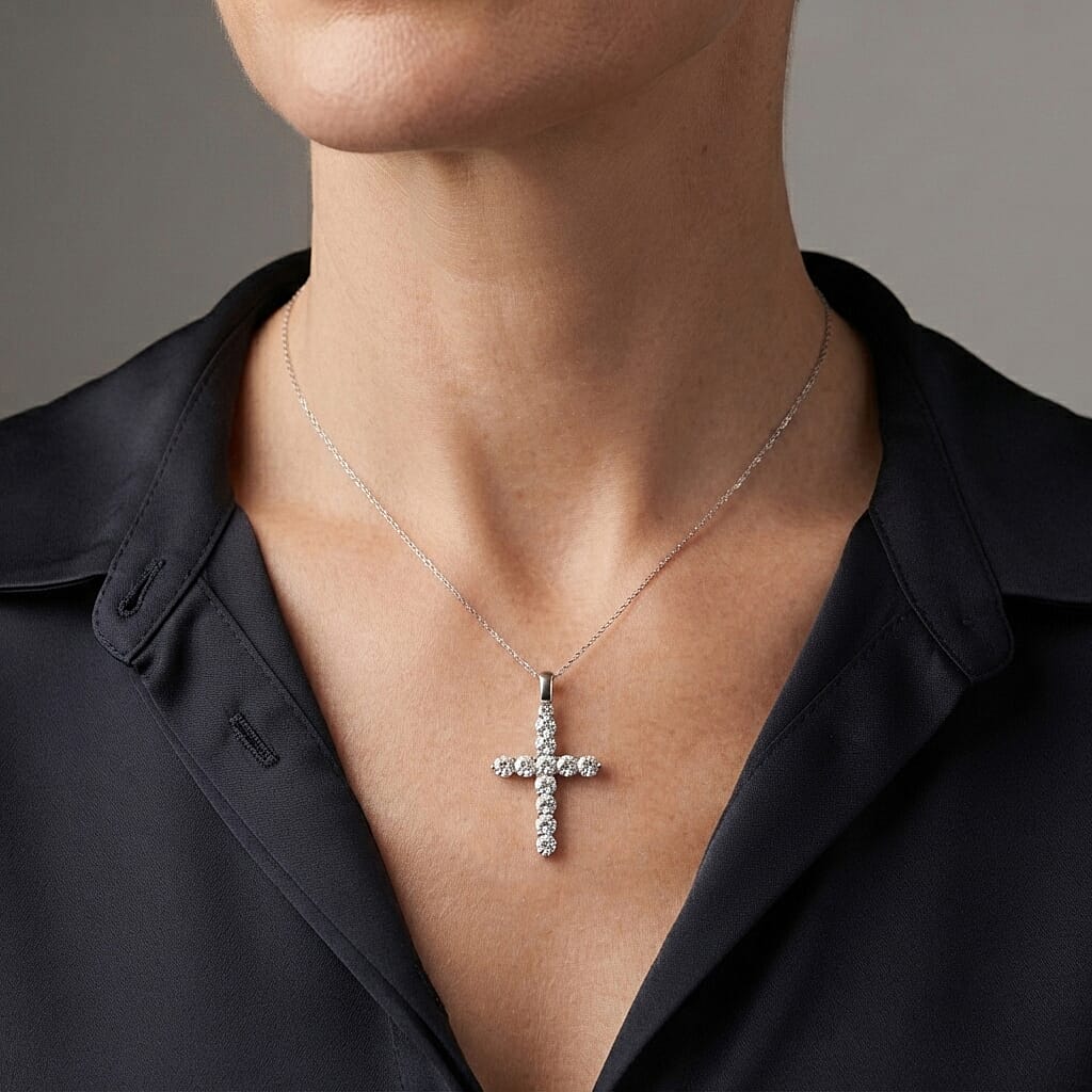 Moissanite 5.00 ctw Pendant Necklace (18 Inches) in Sterling Silver