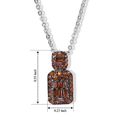 D'Joy Red Diamond 0.30 ctw Deco Royale Pendant Necklace in Rhodium Over Sterling Silver 20 Inches