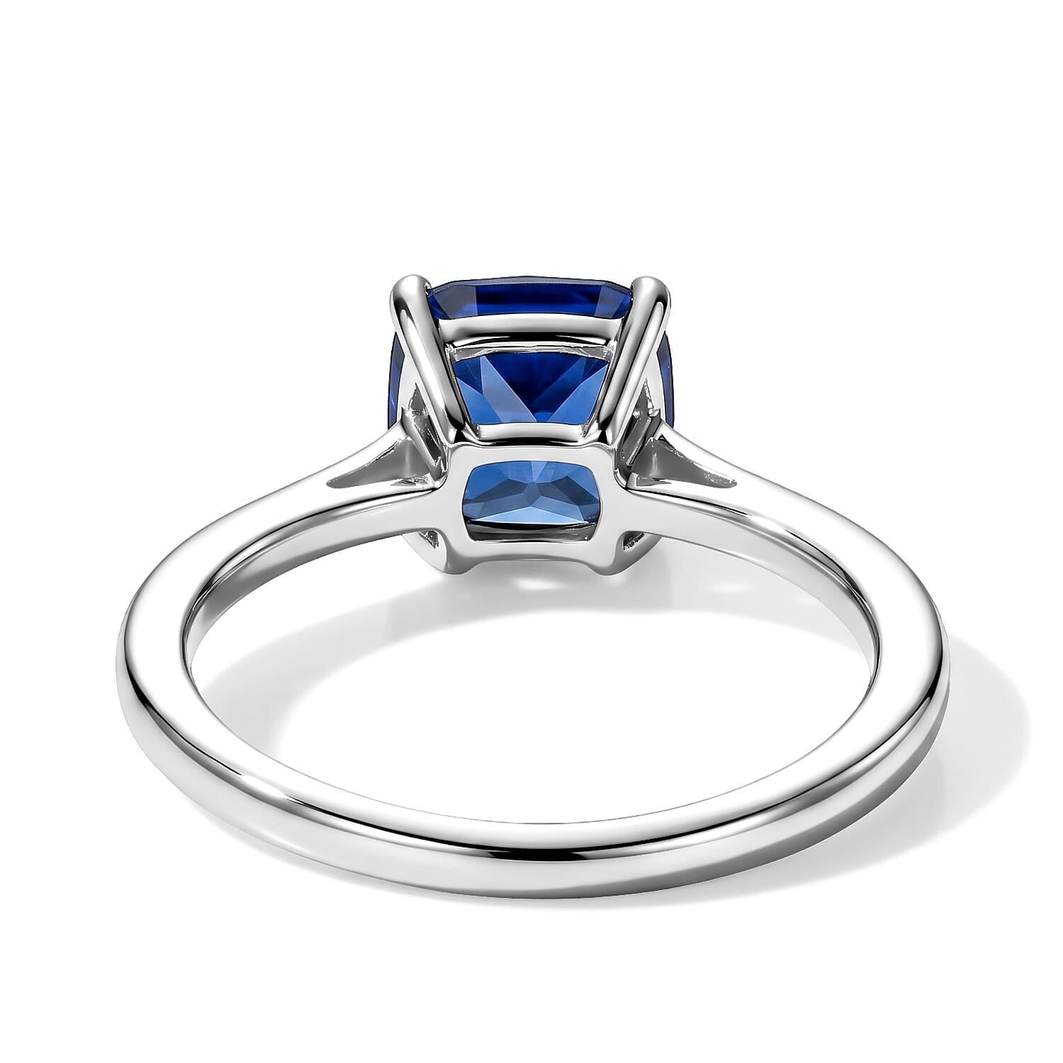 EverTrue Lab Created Blue Sapphire 7.00 ctw Set of 3 Earrings, Ring (Size 7.00) and Pendant in Platinum Bond with Stainless Steel Necklace 20 Inches