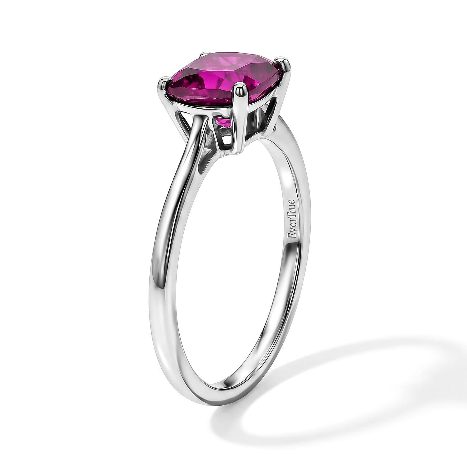 EverTrue Lab Created Pink Sapphire 7.55 ctw Earrings, Ring (Size 7.0) and Pendant in Platinum Bond with Stainless Steel Necklace 20 Inches