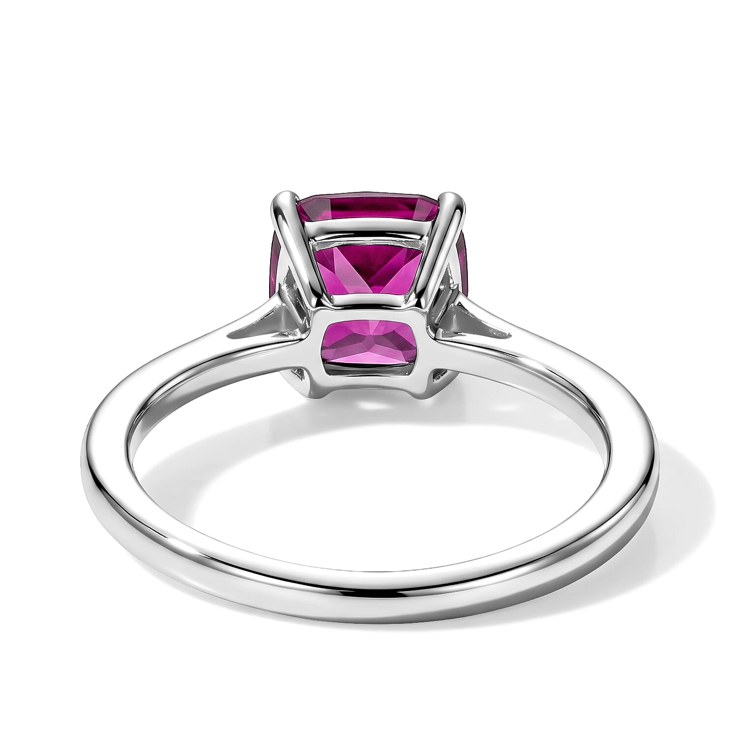 EverTrue Lab Created Pink Sapphire 7.55 ctw Earrings, Ring (Size 7.0) and Pendant in Platinum Bond with Stainless Steel Necklace 20 Inches