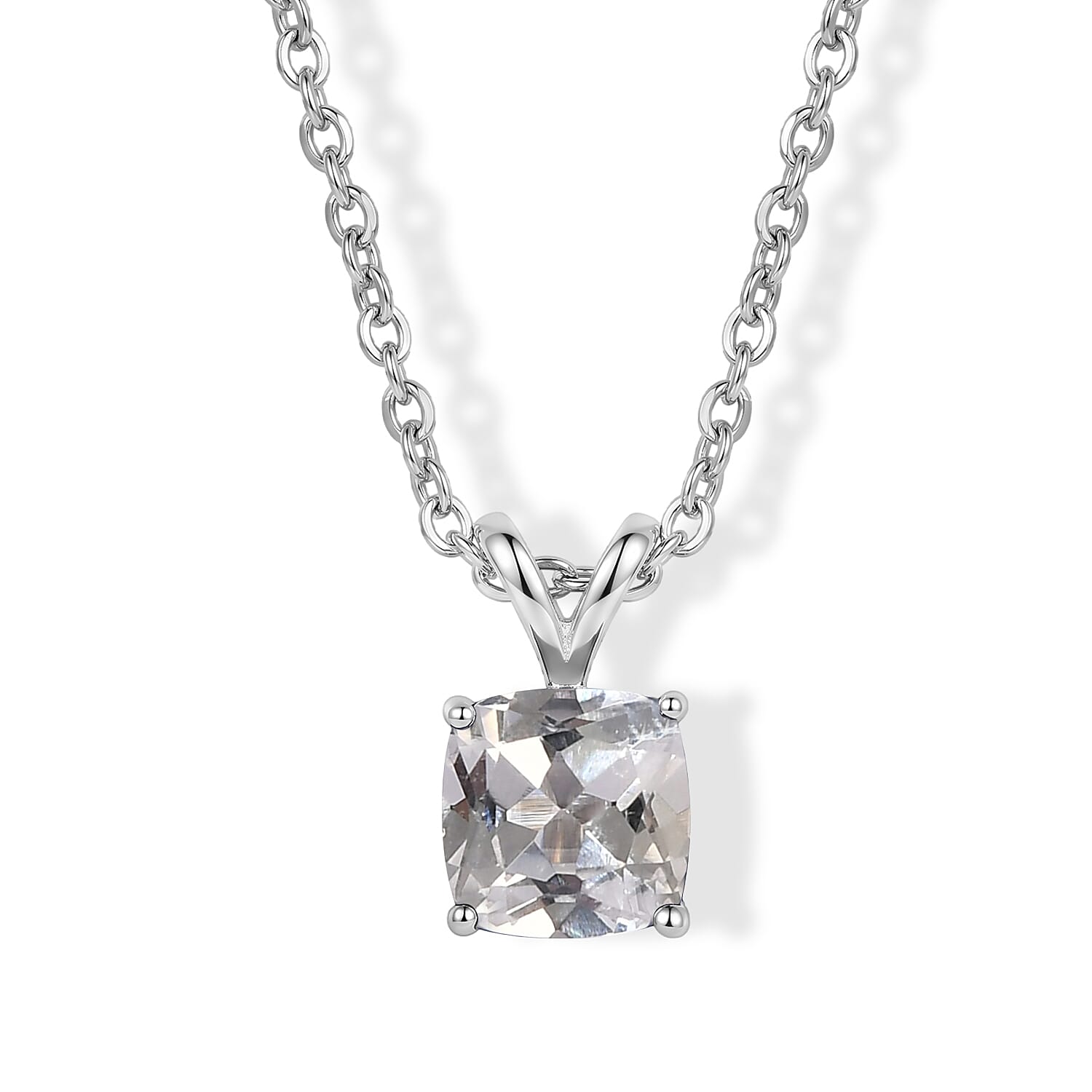 EverTrue Lab Created Sapphire 6.85 ctw Spectrum Set of 3 Earrings, Ring (Size 5.0) and Pendant in Platinum Bond with Stainless Steel Necklace (20 Inches)